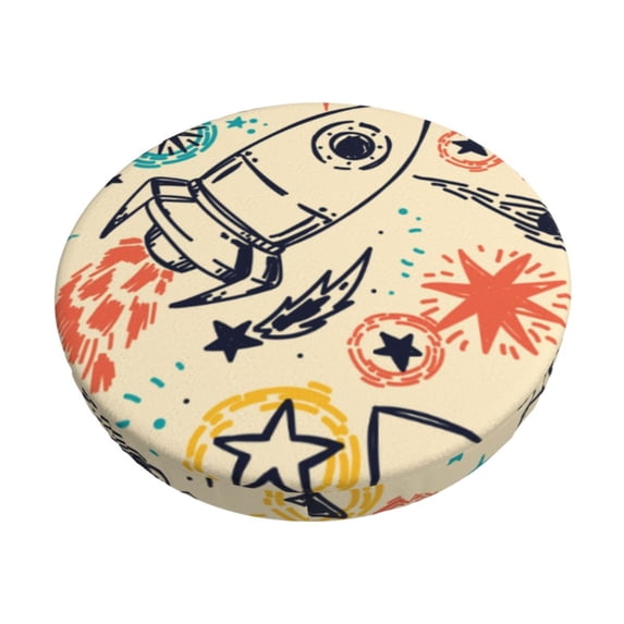 Daiia Rockets Stool Covers Round,Round Bar Stool Covers Waterproof Bar Chair Covers Washable Stool Cushion Slipcover for 12-14 Inch Chair-12 inch