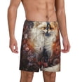 thumbnail image 1 of Daiia Romantic Flower Fox Couple Mens Woven Stretch Pajama Short,Short Pajama Pants-Large, 1 of 7