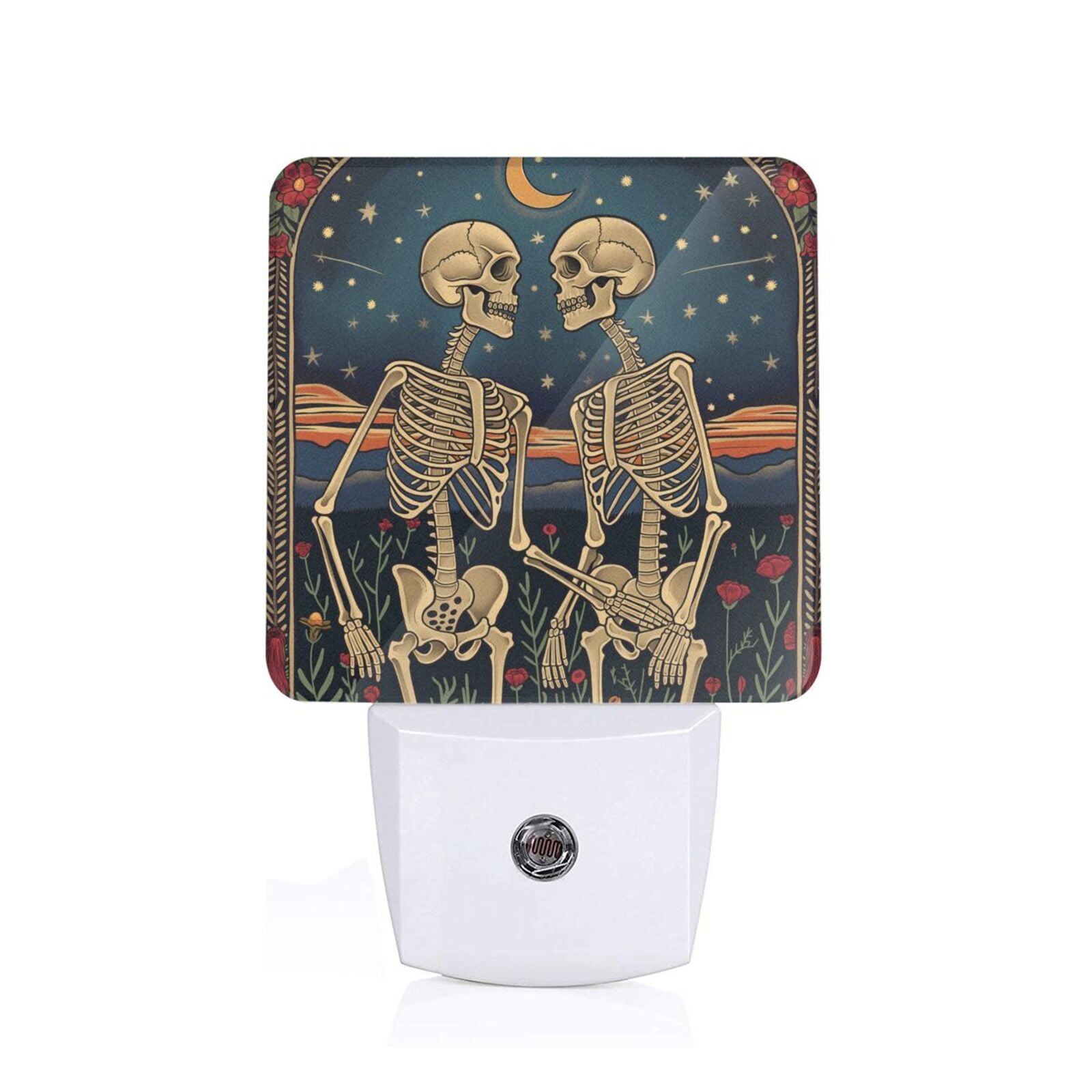 Daiia Romantic Skeletons Under Moon Pattern Plugin LED Backlit Night