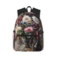 thumbnail image 1 of Daiia Romantic Wine Flowers School Backpack for Men Women, Unisex Large Waterproof Bookbag Schoolbag Casual Daypack for High School/College/Teens/Travel/Work Black, 1 of 8