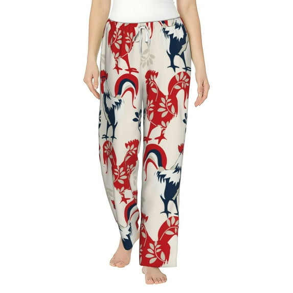 Daiia Roosters Women's Sleep Pant with Pockets and Drawstring,Pajama Pants-Large