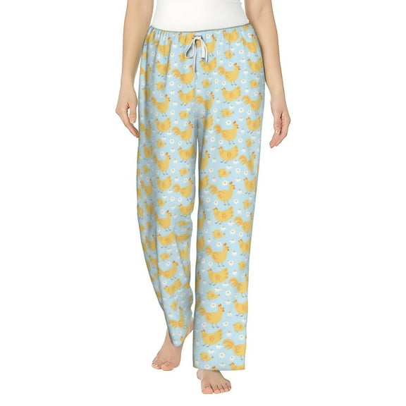 Daiia Roosters Women's Sleep Pant with Pockets and Drawstring,Pajama Pants-Small