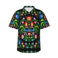 thumbnail image 1 of Daiia Roosters and Flowers Hawaiian Shirt for Men Gentle Cotton Regular Short Sleeve Casual-X-Large, 1 of 9