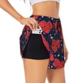 thumbnail image 1 of Daiia Rose Flower Pattern Women's 2 in 1 Running Shorts - Lightweight Athletic Workout Gym Yoga Shorts Liner with Phone Pockets-XX-Large, 1 of 7