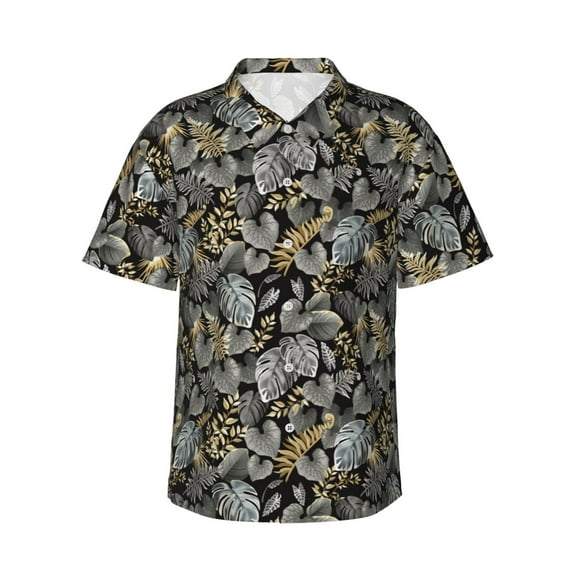 Daiia Rose Flowers Hawaiian Shirt for Men Gentle Cotton Regular Short Sleeve Casual-Medium