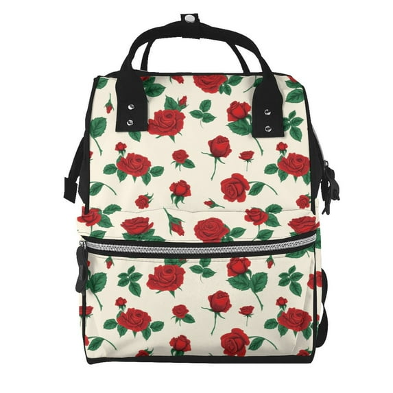 Daiia Rose Flowers Large Capacity Baby Bag Waterproof Stylish Diaper Bag Mummy Backpack Adjustable Straps Diaper BagBaby Essentials Bag