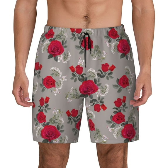Daiia Rose Flowers Mens Swim Trunks Swim Shorts Quick Dry Swim Shorts with Mesh Lining Pockets-X-Large