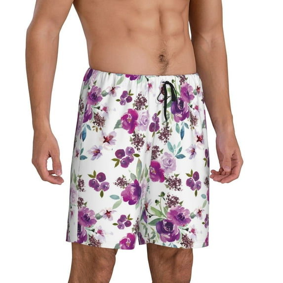Daiia Rose Flowers Mens Woven Stretch Pajama Short,Short Pajama Pants-XX-Large