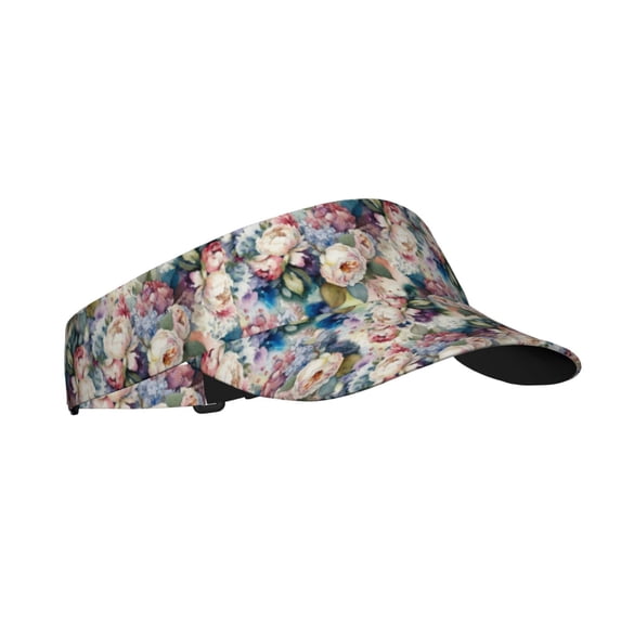 Daiia Rose Flowers Pattern Sport Sun Visor Hats Visor Cap Adjustable Empty Top Baseball Cap Cotton Ball Caps for Women and Men