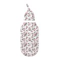 Daiia Rose Flowers Pattern Swaddle Blanket and Hat Set Newborn Swaddle