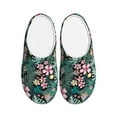 thumbnail image 1 of Daiia Rose Flowers Print Women’s Fuzzy Slippers Memory Foam Lightweight House Shoes Cozy Loafer Flannel House Shoes-39/40, 1 of 7
