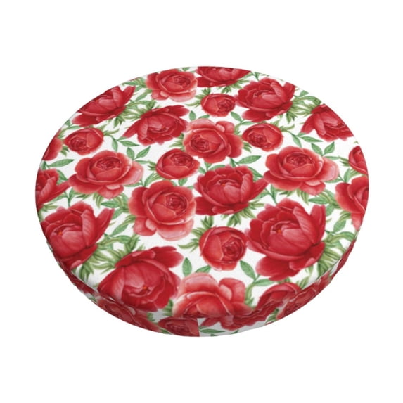 Daiia Rose Flowers Stool Covers Round,Round Bar Stool Covers Waterproof Bar Chair Covers Washable Stool Cushion Slipcover for 12-14 Inch Chair-12 inch