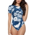 thumbnail image 1 of Daiia Rose Flowers print Women's Crew Neck Short Sleeve Bodysuit Fashion Tops Fit Casual Basic Extender Bodysuit-X-Large, 1 of 9