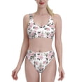 thumbnail image 1 of Daiia Rose Flowers printed 2 piece Swimsuit Bikinis for Women High Waisted Racerback Bathing Suits Summer Tummy Control Scoop Neck Swimwear-Medium, 1 of 8
