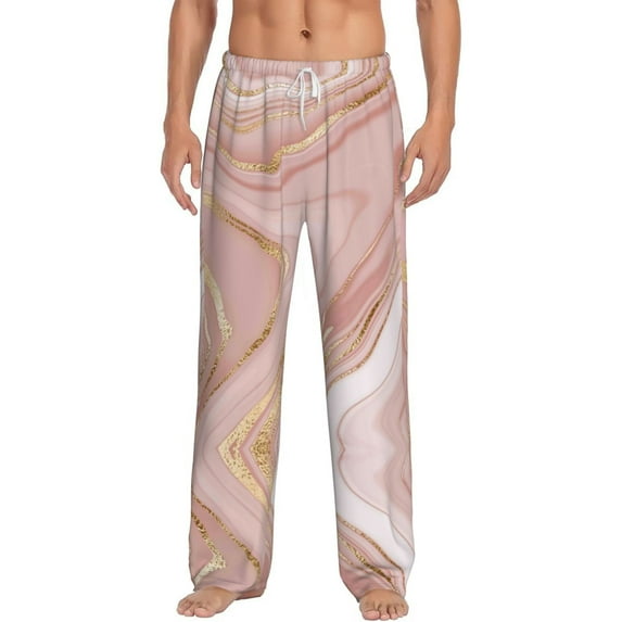 Daiia Rose Gold Glitter Splatter Men's Sleep Pant with Pockets and Drawstring,Pajama Pants-XX-Large