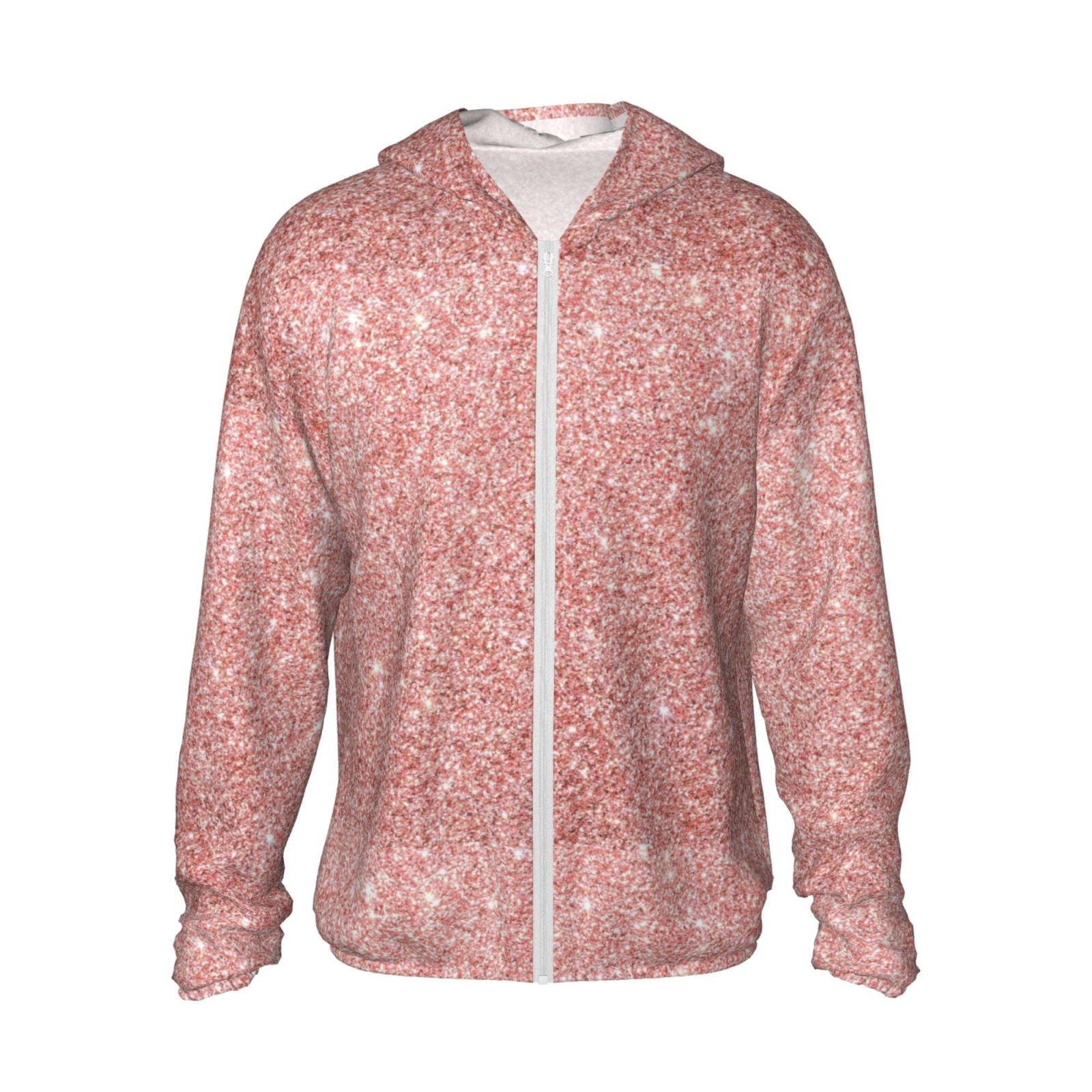 Daiia Rose Gold Pink Glitter UPF 50+ Sun Protection Hoodie Jacket ...