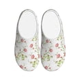 thumbnail image 1 of Daiia Roses Flowers Print Women’s Fuzzy Slippers Memory Foam Lightweight House Shoes Cozy Loafer Flannel House Shoes-37/38, 1 of 7