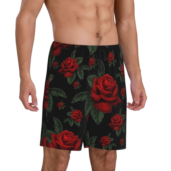 Daiia Roses Mens Woven Stretch Pajama Short,Short Pajama Pants-XX-Large