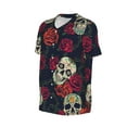 thumbnail image 1 of Daiia Roses Skulls Mens Baseball Jersey Button Down Shirts Short Sleeve Sports Uniforms-Medium, 1 of 9