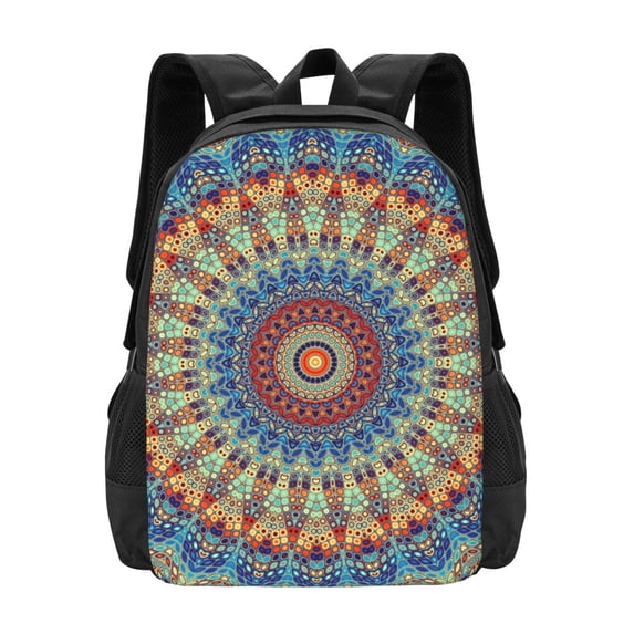 Daiia Round Mandala Backpack for Men and Women -Durable Backpack Large Capacity, Water-Resistant Bag with Adjustable Straps and Laptop Compartment
