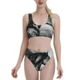 thumbnail image 1 of Daiia Running Horse printed 2 piece Swimsuit Bikinis for Women High Waisted Racerback Bathing Suits Summer Tummy Control Scoop Neck Swimwear-Small, 1 of 8