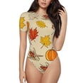 thumbnail image 1 of Daiia Rustic Harvest Time print Women's Crew Neck Short Sleeve Bodysuit Fashion Tops Fit Casual Basic Extender Bodysuit-X-Large, 1 of 9
