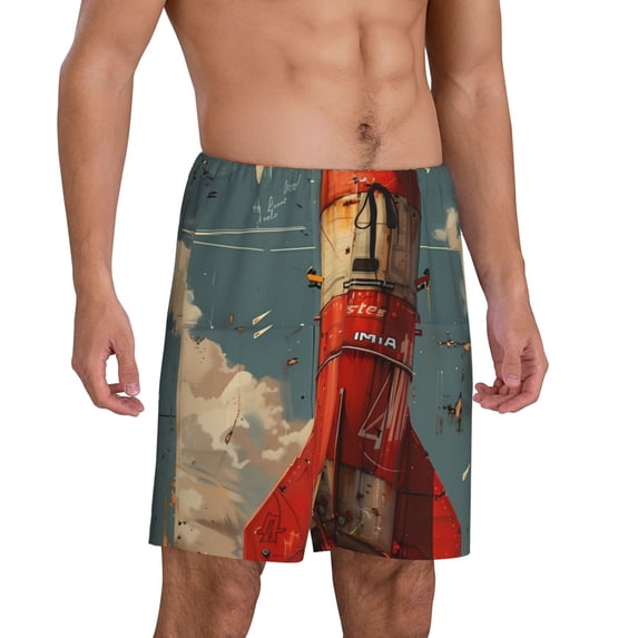Daiia Rusty Rocket Launch Mens Woven Stretch Pajama Short,Short Pajama Pants-4X-Large