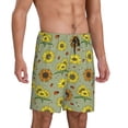 thumbnail image 1 of Daiia Sage Green With Sunflowers Mens Woven Stretch Pajama Short,Short Pajama Pants-X-Large, 1 of 7