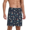 thumbnail image 1 of Daiia Sailboat And Seagull Mens Woven Stretch Pajama Short,Short Pajama Pants-Large, 1 of 7