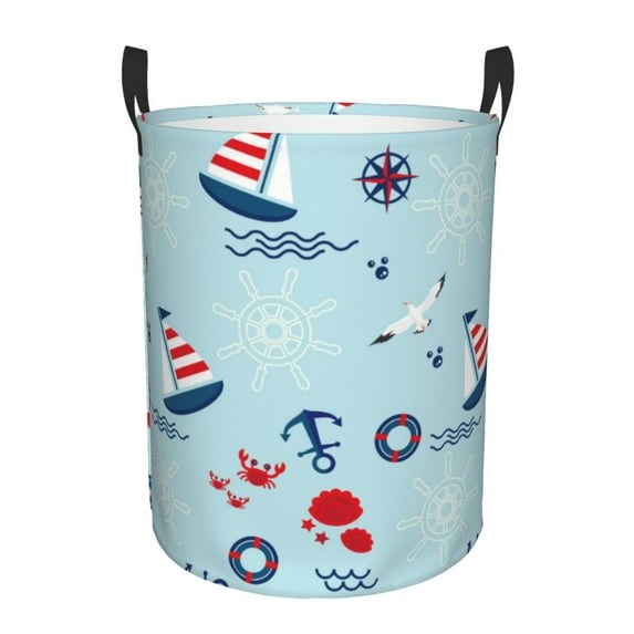 Daiia sailboats Anchors Laundry Hamper With Handles Large Storage Basket/Toy Organizer/Dirty Clothes Collapsible Waterproof For College Dorms, Bedroom,Bathroom