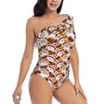 thumbnail image 1 of Daiia Santa Claus bells Snowman Women's One Piece Swimsuits Personalized One Shoulder Swimwear Asymmetric Ruffle Bathing Suits-Medium, 1 of 8