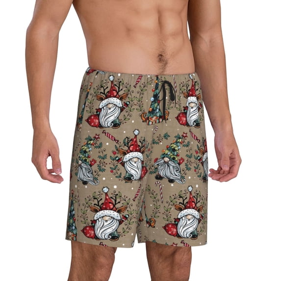 Daiia Santa Claus cute Mens Woven Stretch Pajama Short,Short Pajama Pants-Large