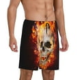 thumbnail image 1 of Daiia Satanic Skull Mens Woven Stretch Pajama Short,Short Pajama Pants-Large, 1 of 9