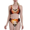 thumbnail image 1 of Daiia Satanic Skull printed 2 piece Swimsuit Bikinis for Women High Waisted Racerback Bathing Suits Summer Tummy Control Scoop Neck Swimwear-Large, 1 of 8