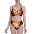 thumbnail image 1 of Daiia Satanic Skull printed 2 piece Swimsuit Bikinis for Women High Waisted Racerback Bathing Suits Summer Tummy Control Scoop Neck Swimwear-Small, 1 of 8