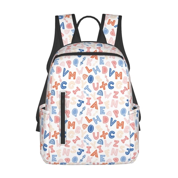 Daiia Scandinavian Alphabet School Backpack for Men and Women Lightweight Backpack Durable Backpack Water-Resistant,Travel,Work Bag