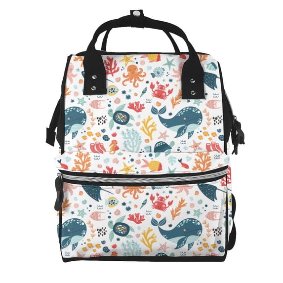 Daiia Sea Life 1 Large Capacity Baby Bag Waterproof Stylish Diaper Bag Mummy Backpack Adjustable Straps Diaper BagBaby Essentials Bag