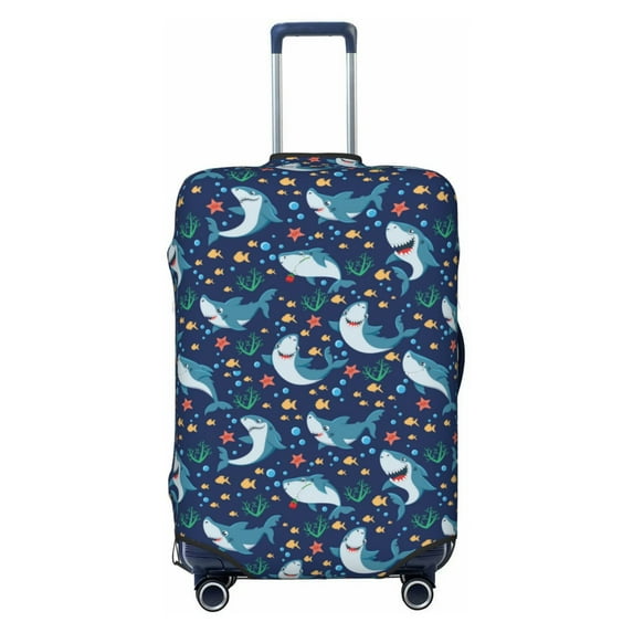 Daiia Sea Sharks Luggage Cover, Thickened Washable Travel Luggage Covers, Elastic Unique Baggage Covers for 18-20 inch Luggage-Small