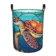 thumbnail image 1 of Daiia Sea Turtle in Coral Round Laundry Basket with Handles Thickened Waterproof Circular hamper,Dirty Clothes Storage Basket for Bedroom,Bathroom,College Dorm-Small, 1 of 8