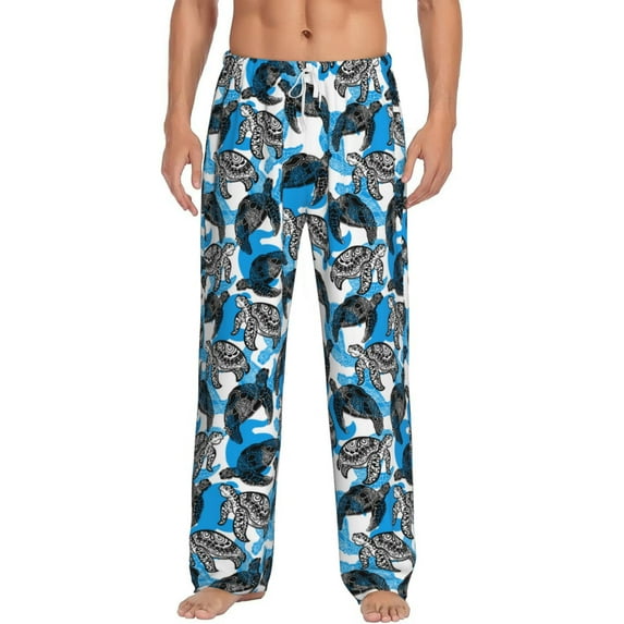 Daiia Sea Turtle Life Men's Sleep Pant with Pockets and Drawstring,Pajama Pants-Medium