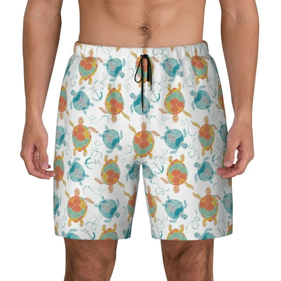 Daiia Sea Turtle Mens Swim Trunks Swim Shorts Quick Dry Swim Shorts with Mesh Lining Pockets-XX-Large