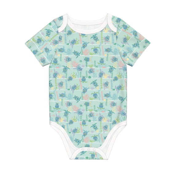 Daiia Sea Turtle Printed Unisex-Baby Short Sleeve Onesies Bodysuits Baby Climbing Clothes Soft and Comfortable Romper with Expandable Shoulder Design-18 Months