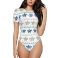 thumbnail image 1 of Daiia Sea Turtle print Women's Crew Neck Short Sleeve Bodysuit Fashion Tops Fit Casual Basic Extender Bodysuit-X-Large, 1 of 9