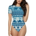 thumbnail image 1 of Daiia Sea Underwater Animals print Women's Crew Neck Short Sleeve Bodysuit Fashion Tops Fit Casual Basic Extender Bodysuit-X-Large, 1 of 9