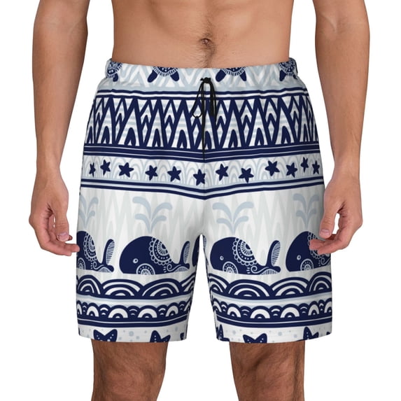 Daiia Sea Underwater Animals1 Mens Swim Trunks Swim Shorts Quick Dry Swim Shorts with Mesh Lining Pockets-Medium