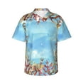 thumbnail image 1 of Daiia Sea and Fish Hawaiian Shirt for Men Gentle Cotton Regular Short Sleeve Casual-Small, 1 of 9