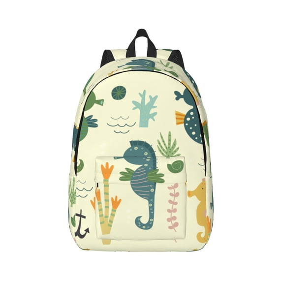 Daiia Seahorse Vintage Canvas Backpack for Men and Women ,Hiking Backpack,Travel Laptop Bag for School,Large Capacity Backpack