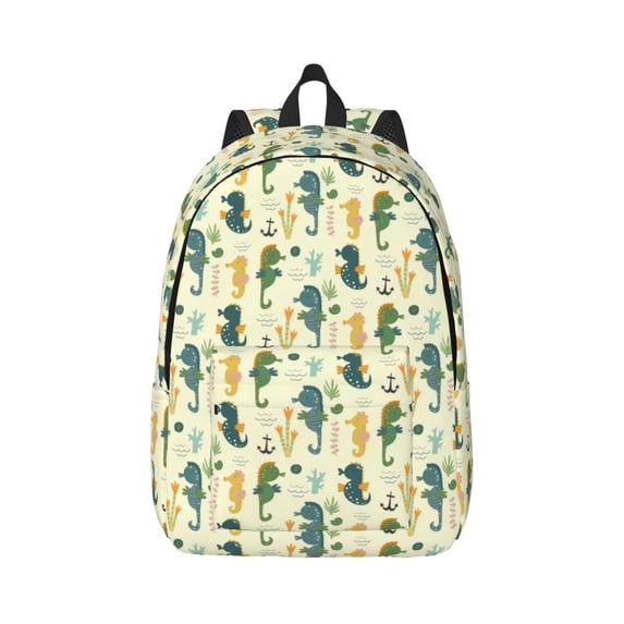Daiia Seahorse Vintage Canvas Backpack for Men and Women ,Hiking Backpack,Travel Laptop Bag for School,Large Capacity Backpack