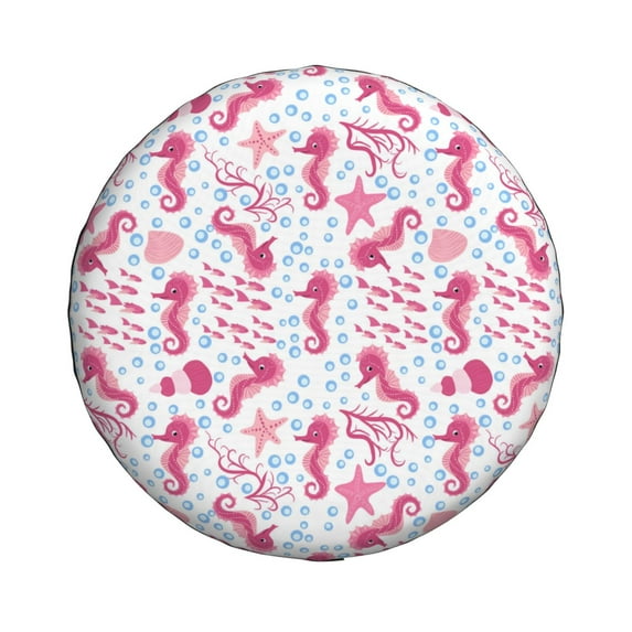 Daiia Seahorse and Starfish Tire Covers , Travel Trailer Camper Truck SUV Motorhome Waterproof Wheel Cover, Sun Rain Snow Protector-17 inch
