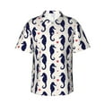 thumbnail image 1 of Daiia Seahorses and Hearts Hawaiian Shirt for Men Gentle Cotton Regular Short Sleeve Casual-Small, 1 of 9